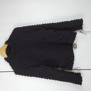 Jolie & Joy Black Textured Puffer Top Lace Up Sides Stretchy Edgy Sz.Xl